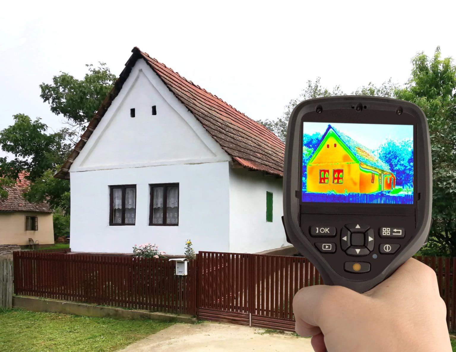 Einfamilienhaus in Berlin-Pankow mit Wärmebildaufnahme der Fassade